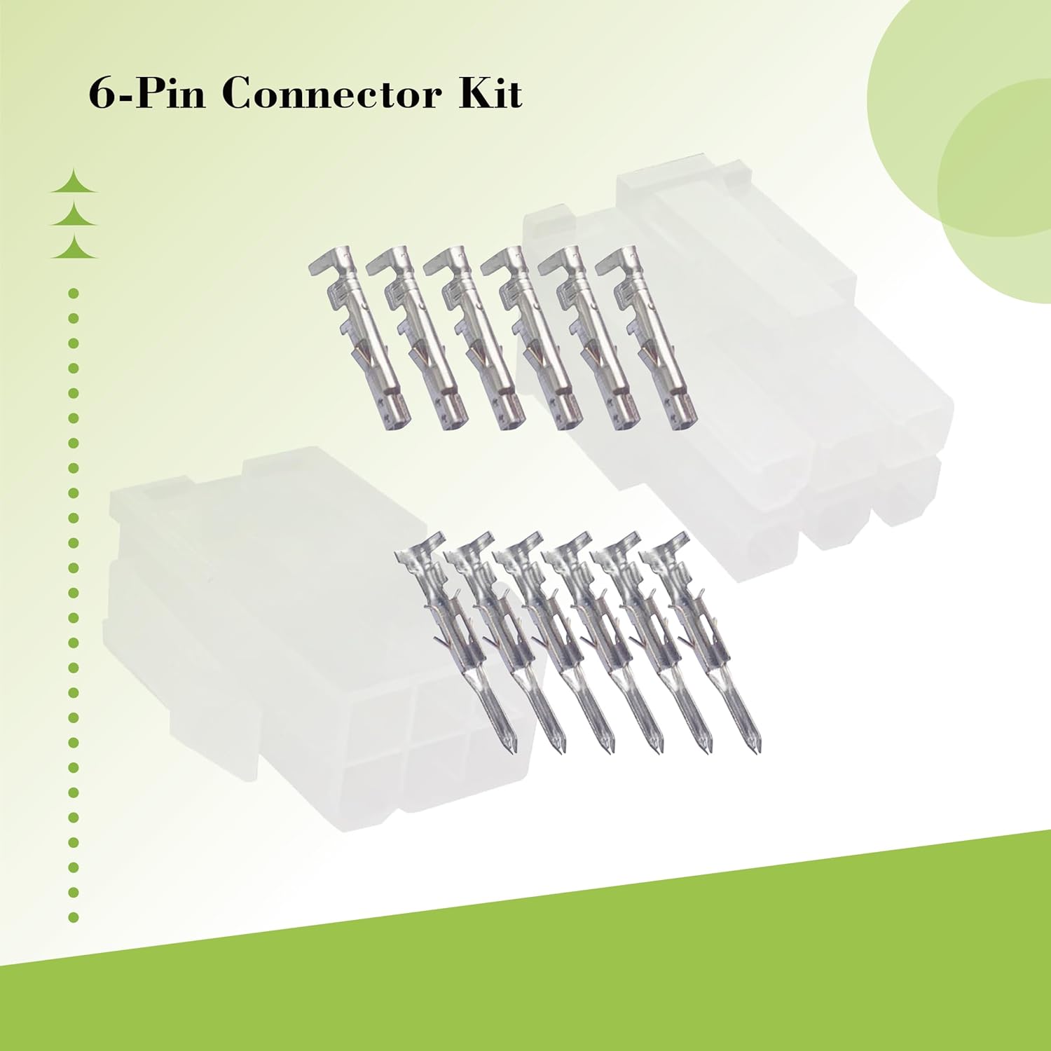 Image showing the male and female 6-pin connectors, ready to be mated, highlighting their interlocking design.