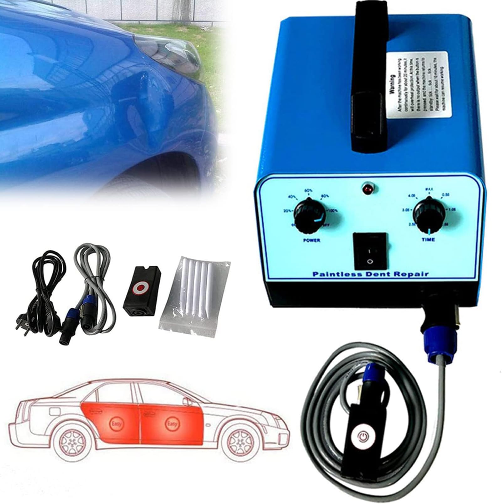 Kit d'extracteur de bosses avec temps et puissance réglables pour rénovation automobile