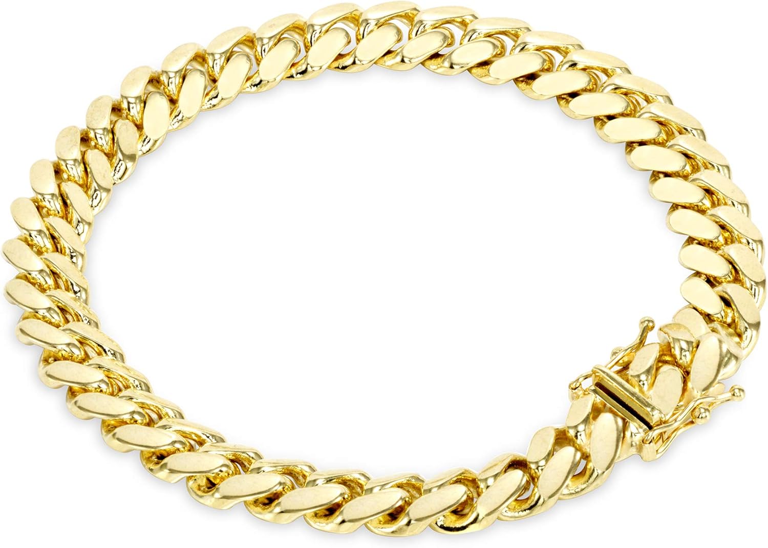 Nuragold 10k Yellow Gold 8mm Solid Miami Cuban Link Chain Bracelet, Mens Jewelry Box Clasp 7.5" 8" 8.5" 9": Clothing, Shoes & Jewelry