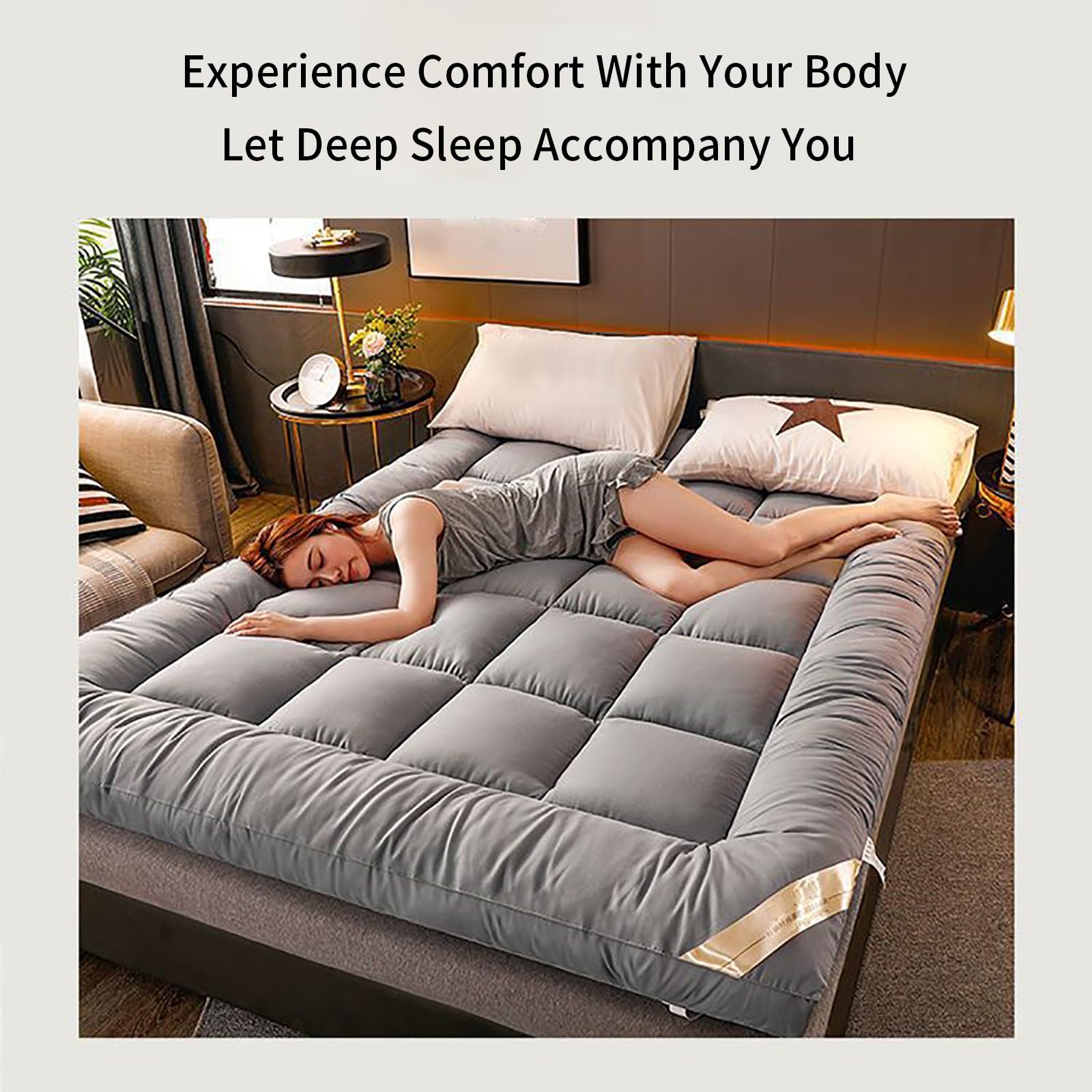 Klappmatratze Futon Matratze Bodenmatratze Gepolsterte Japanische Tatami Gesteppte Bett Dicke Faltmatratze Schlafmatte Rollmatratze Bodenliege Gästematratze Gästebett Klappbar 120x200cm Grau