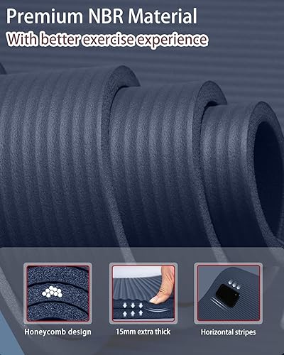 Miniatura 4 de Tapete de yoga grueso y ancho para mujeres y hombres, tapete de ejercicio grande de 78 x 35 pulgadas, tapete de entrenamiento para gimnasio en casa,