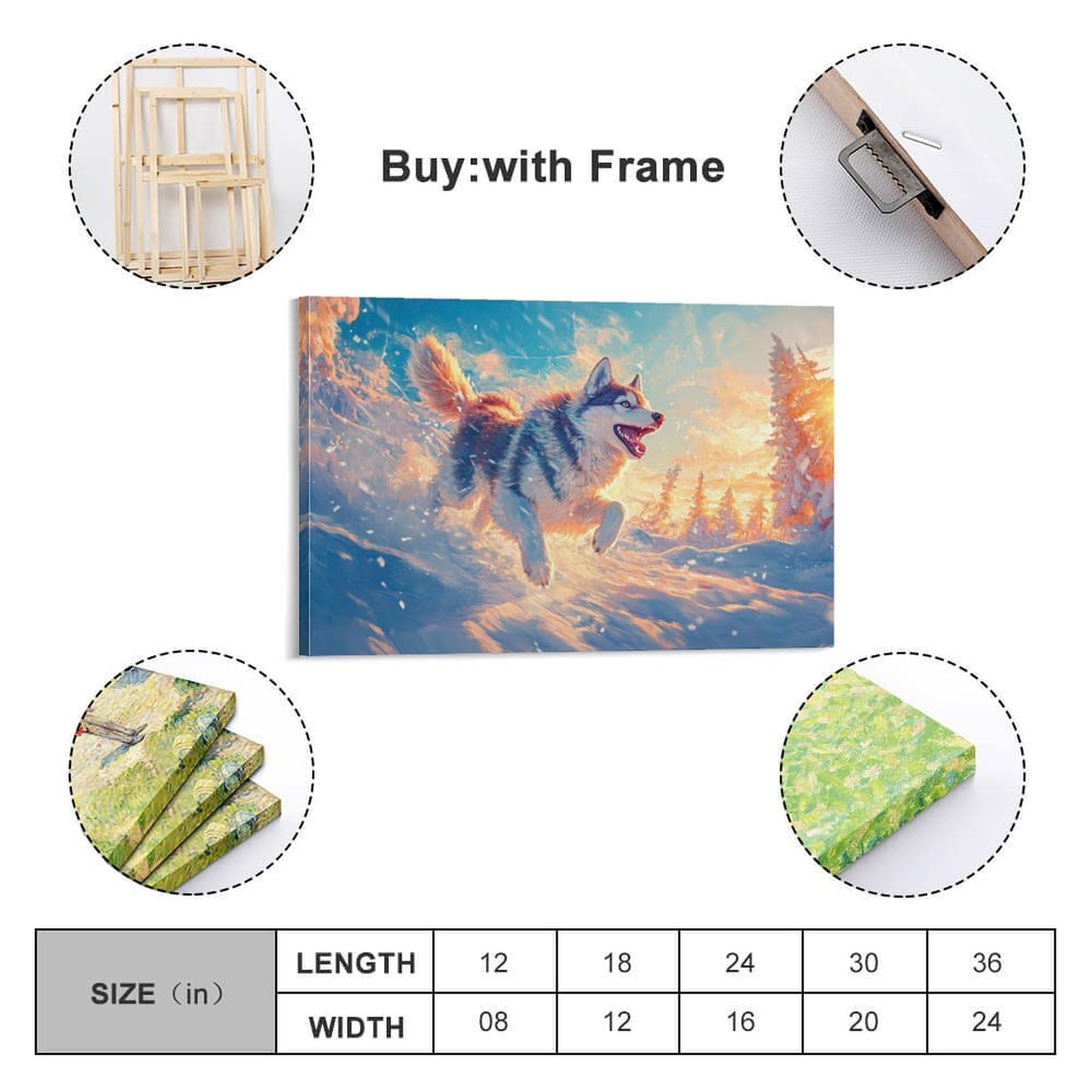 ZHUICHENG Husky Siberian Obraz Na Płótnie/Mural/Sztuka Ścienna - Obraz Olejny 3D do Salonu, Sypialni i Biura.Dekoracja Ścienna Z Trwałymi Kolorami & Łatwa Konserwacja 16x24 cale (40x60cm)