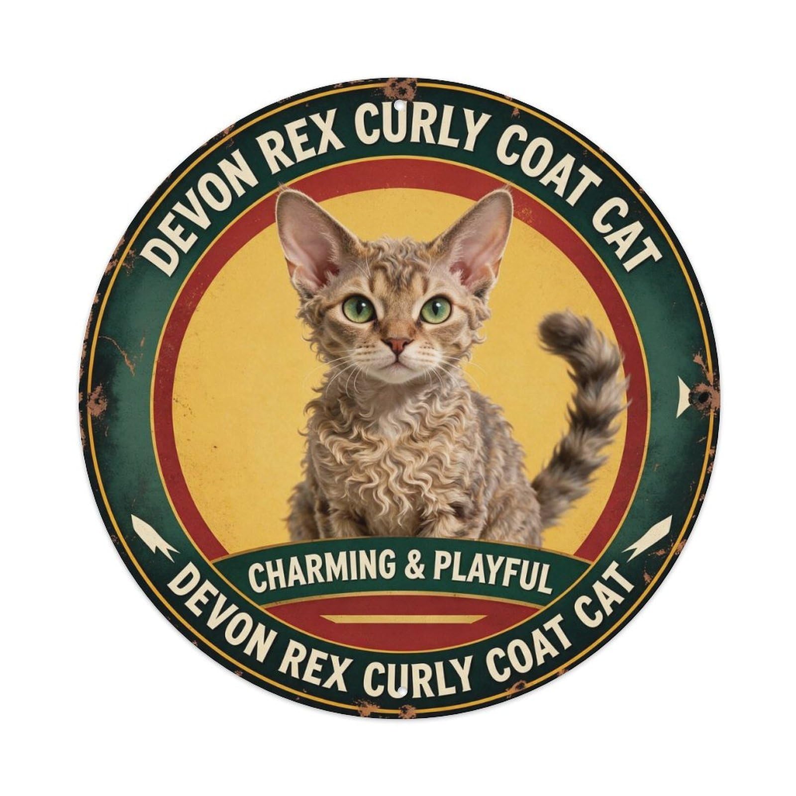 Devon Rex Curly Coat Cat Metal Tin Sign Plaque