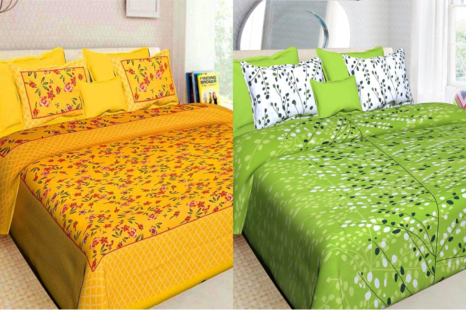 UNIBLISS 100% Cotton Rajasthani Jaipuri Sanganeri Combo Double Bed Set Of 2 Double Bedsheets With 4 Pillow Covers-(Multi_058),144 TC (B09DQ3LDT1) Amazon Price History, Amazon Price Tracker