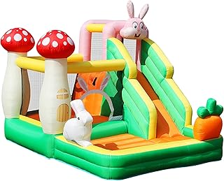 AYOFREE Inflatable Bounce House with Slide, Bounce House for Kids Indoor Outdoor, Bouncy House with Blower, Bunny Theme Bounce House with Ball Pit, Ball Shooting, Bounce Area, Boxing