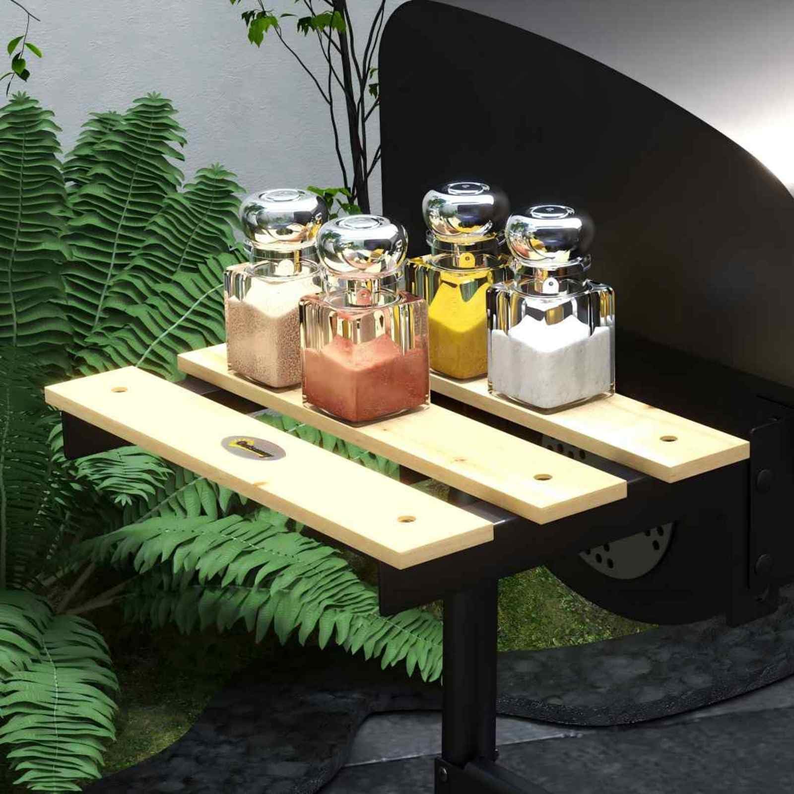 Barbecue a carbonella affumicatore grande in acciaio inox con 2 tavolini laterali pieghevoli per cucinare all'aperto, ideale per barbecue da giardino