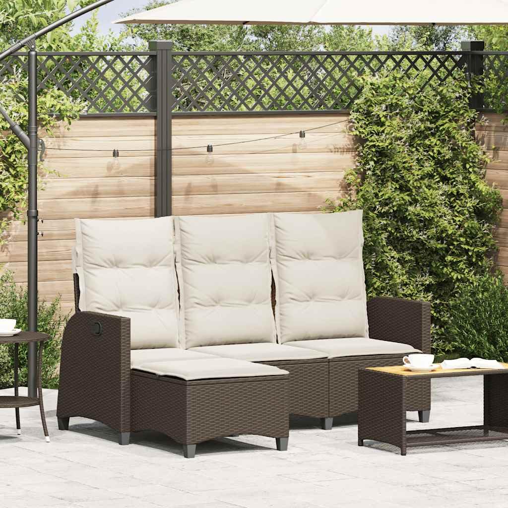 vidaXL Sofá de jardín reclinable con Cojines en Forma de L marrón, sofá de Exterior, sofá de jardín reclinable, sofá de jardín en Forma de L
