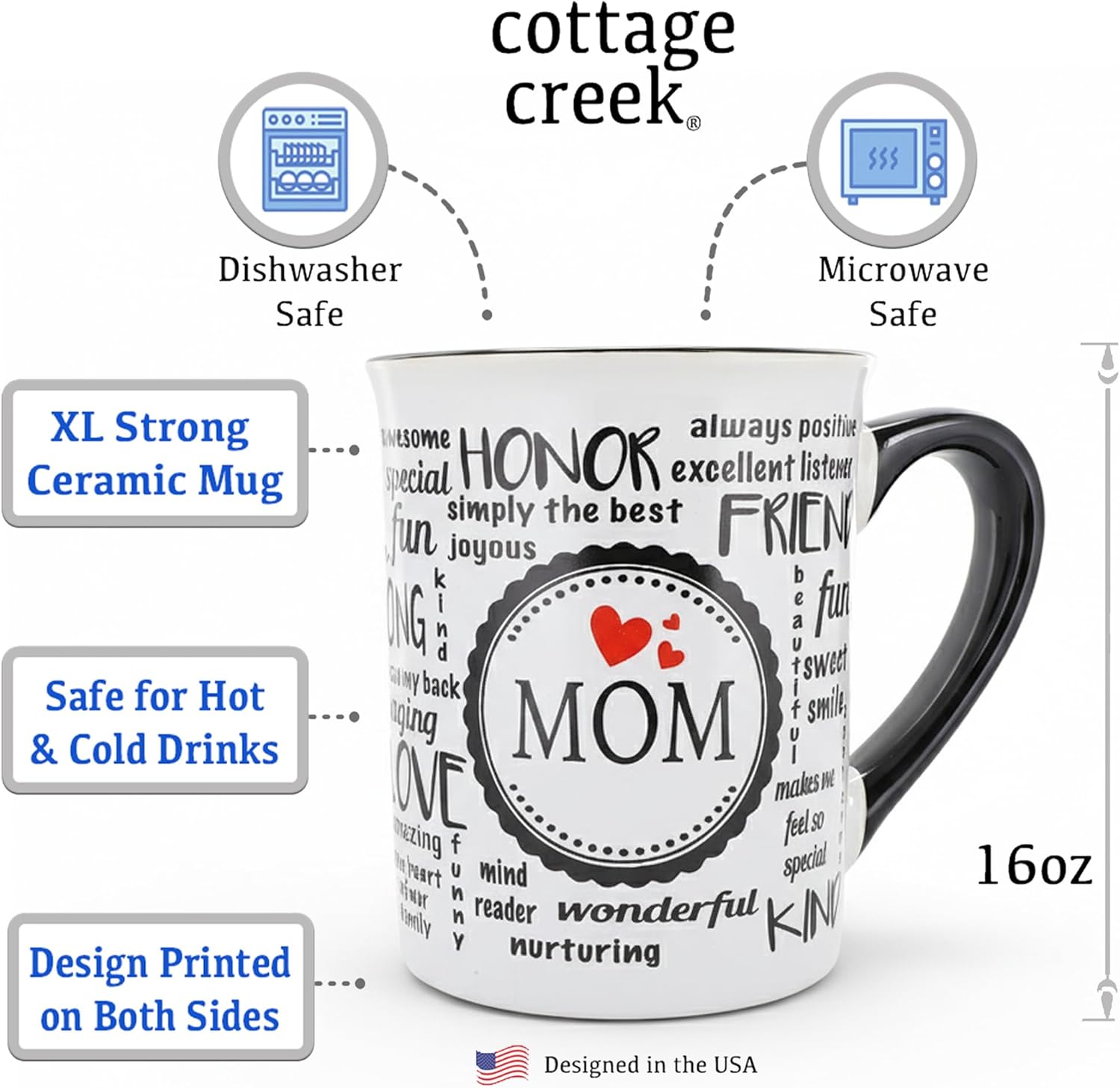 Cottage Creek Mugs | 16 Oz Ceramic Mom Coffee Mug | Large Coffee Cup for Women, Mother, Mama, Grandma | Birthday Gifts for Mom from Daughter | Mothers Day Gifts | Home Decor Cup - Image 2
