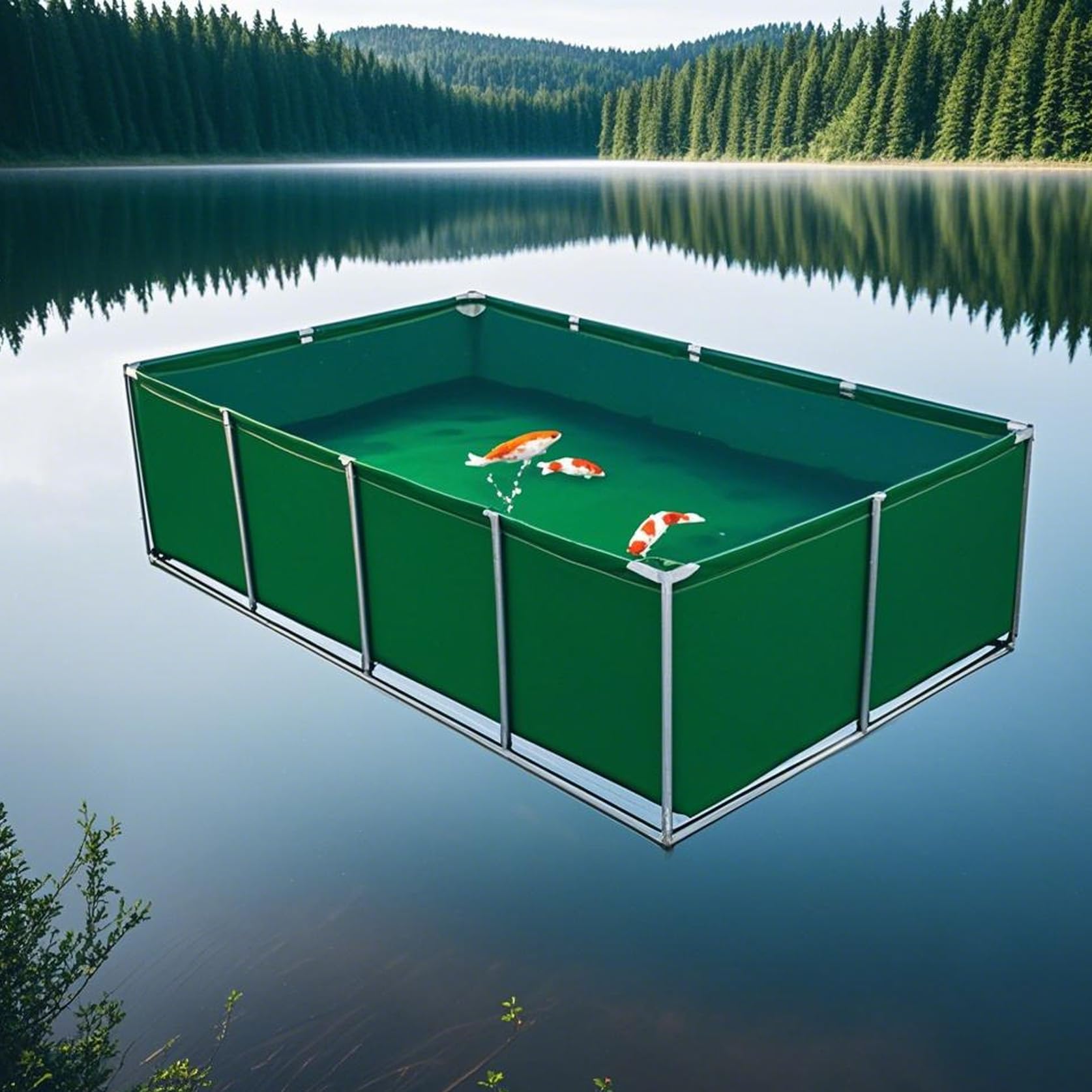 Aquarium-Teichbecken mit Rahmen und Ablassventil, PVC-Plane für oberirdischen Fischteich, Koi und Goldfische