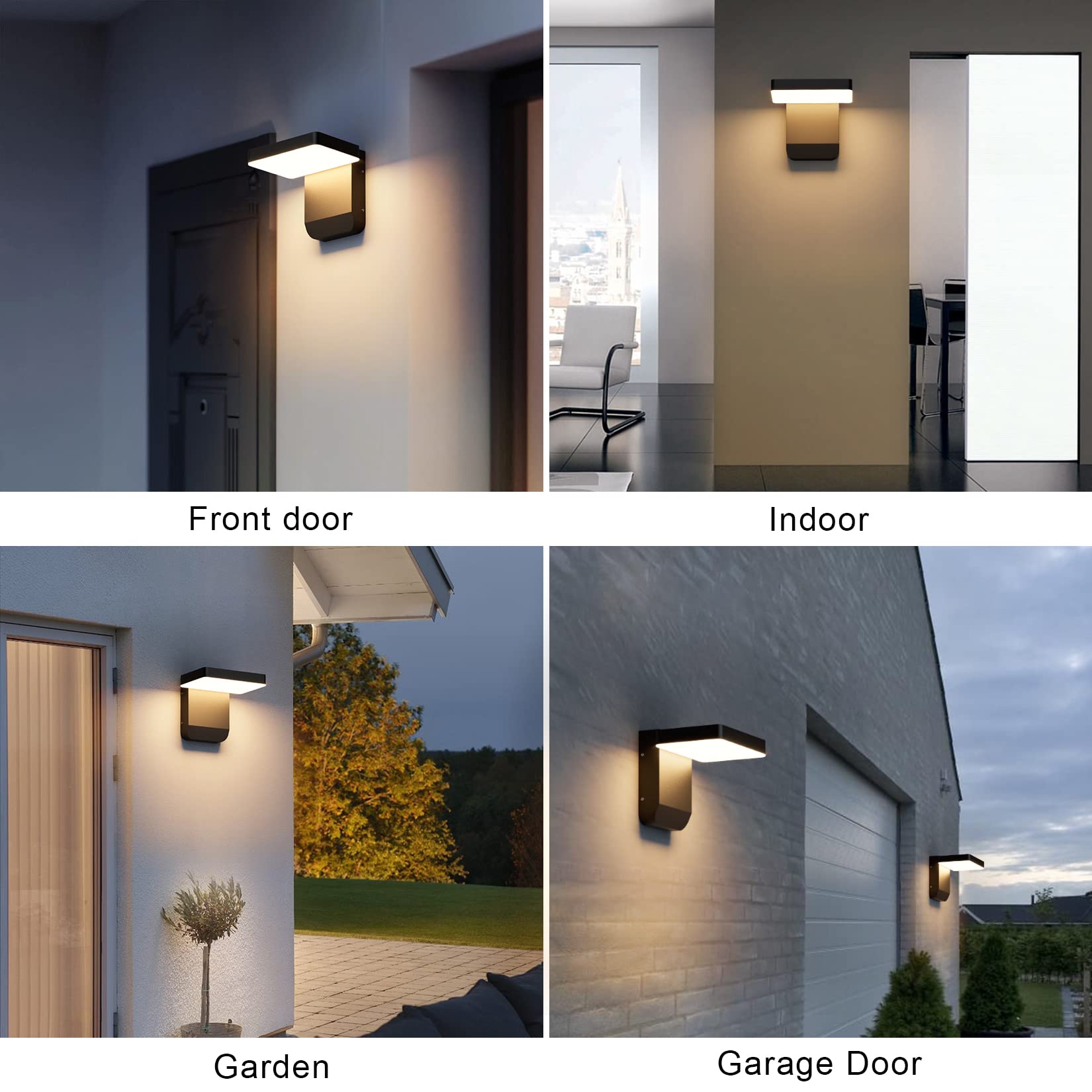 24W LED Outdoor Wall Lights Set of 2,3000K 1540LM Modern LED Porch Light,Exterior Outdoor Wall Outdoor Lamp Black,IP65 Rainproof Wall Light for Corridor Balcony Garage Garden(Rectangle,2 Pack)