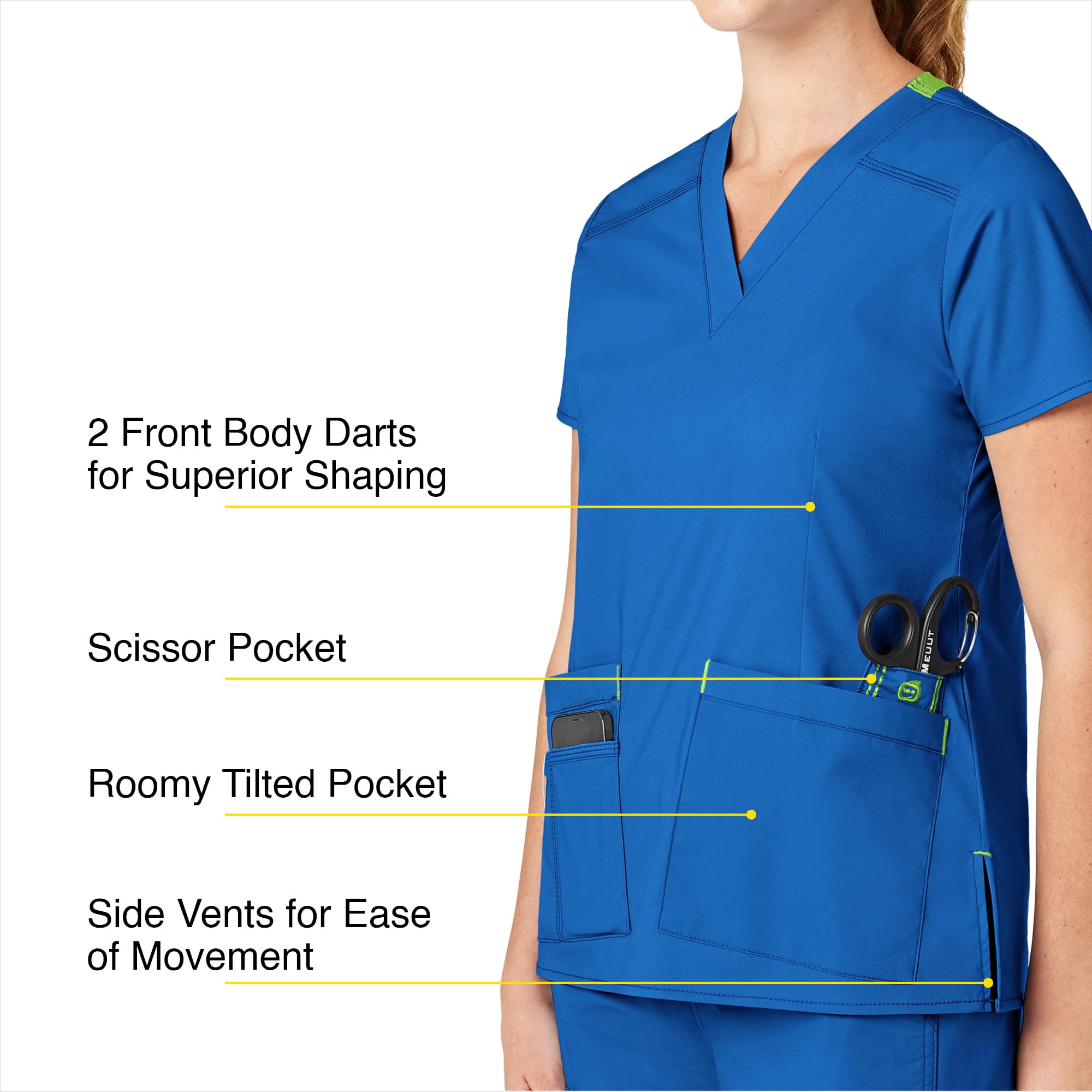 WonderWink Women's Wonderflex Verity Scrub Top, Royal, X-Small