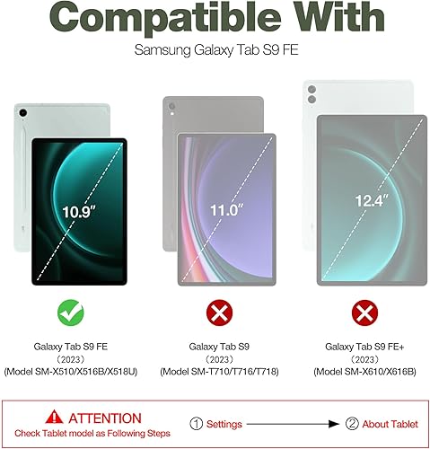 Miniatura 2 de Dexnor Funda para Samsung Galaxy Tab S9 FE de 10.9 pulgadas 2023, protector de pantalla y soporte integrados con soporte para bolígrafo, resistente