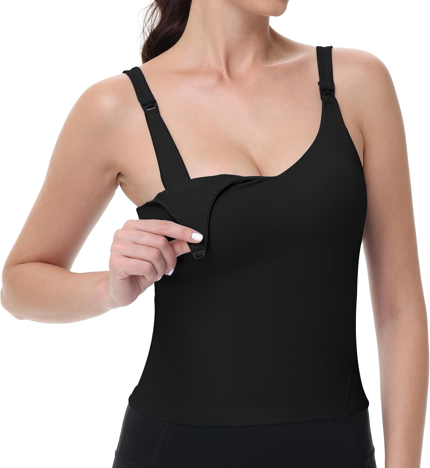 V VOCNI Nursing Tank Tops for Breastfeeding Workout Crop Top Longline Nursing Sport Bra Maternity Bras for Pregnancy