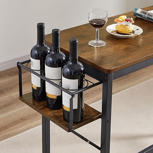 Miniatura 6 de Juego de mesa de bar y sillas para 2, 3 piezas, juego de mesa de comedor con soporte plegable para botellas, juego de comedor de altura de mostrador