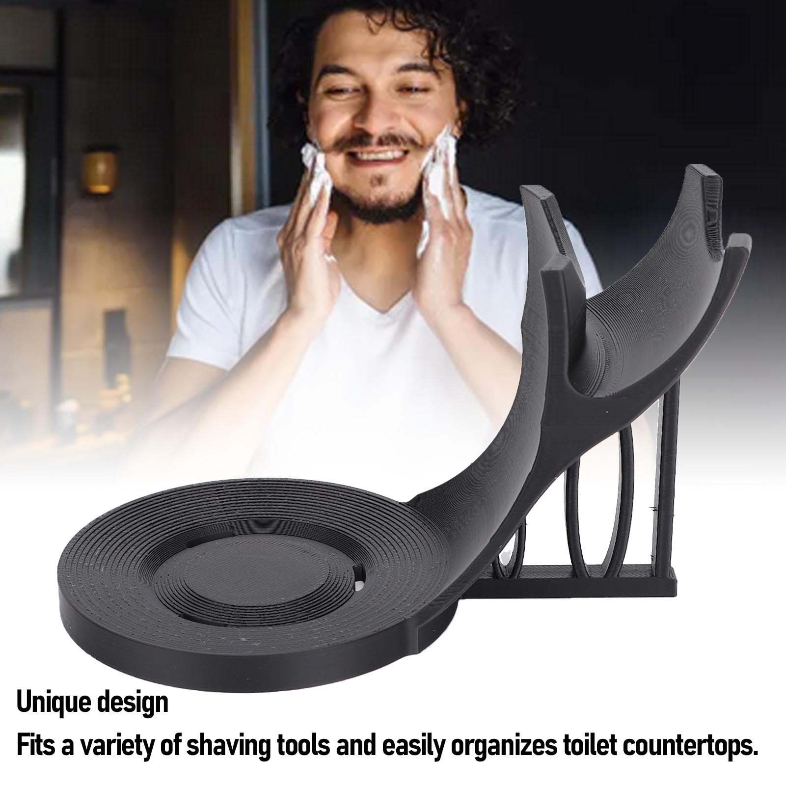Yinhing Black Safety Razors Stand, Supporto per la Spazzola Barba, Supporto per Utensili Barba PLA, Accessorio per Rasatura, Fondo Ponderato per stabilità Extra