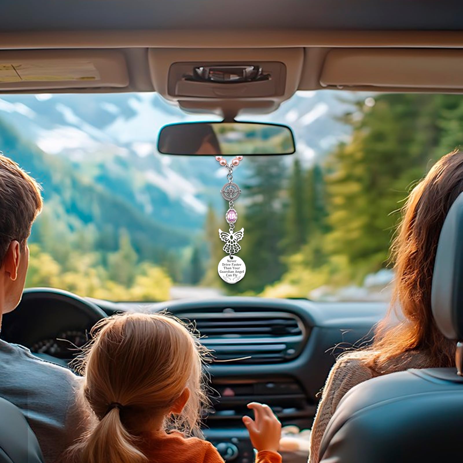 Rear View Mirror Car Accessories for Women Teen Girls Cute Car Mirror Hanging Accessories New Driver Gifts for — view 7