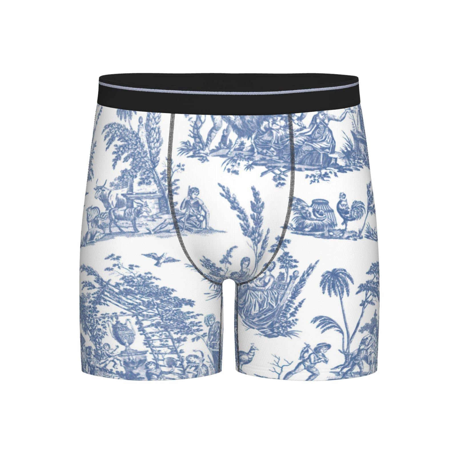 Mens Boxers Shorts Marseilles Toile Willow Ware Blue Underpants Rude Men'S Briefs Personalised Underwear For Dad, Gift, Lover