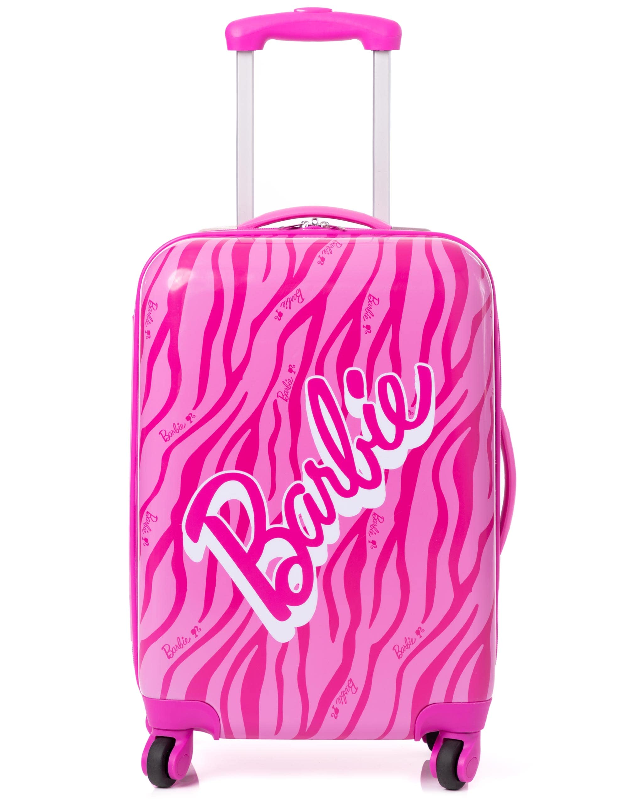 Barbie Valigia per adulti e bambini | Cabina Piccola, Media O Grande Opzioni Borsa Bagaglio | Ragazze Rosa Bambola Logo Copertina Rigida Da Donna Carry On Trolley Da Viaggio