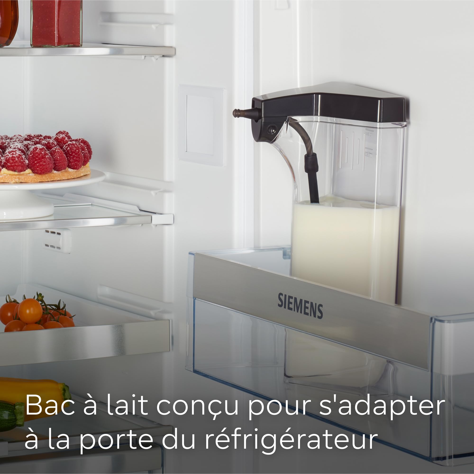 SIEMENS, machine à café à grain automatique, EQ700, écran iSelect, coffeeWorld, Cold Brew, Slow Brew, bac à lait, adaptateur briques de lait, Home Connect, acier inoxydable, blanc, TQ715R03 integral