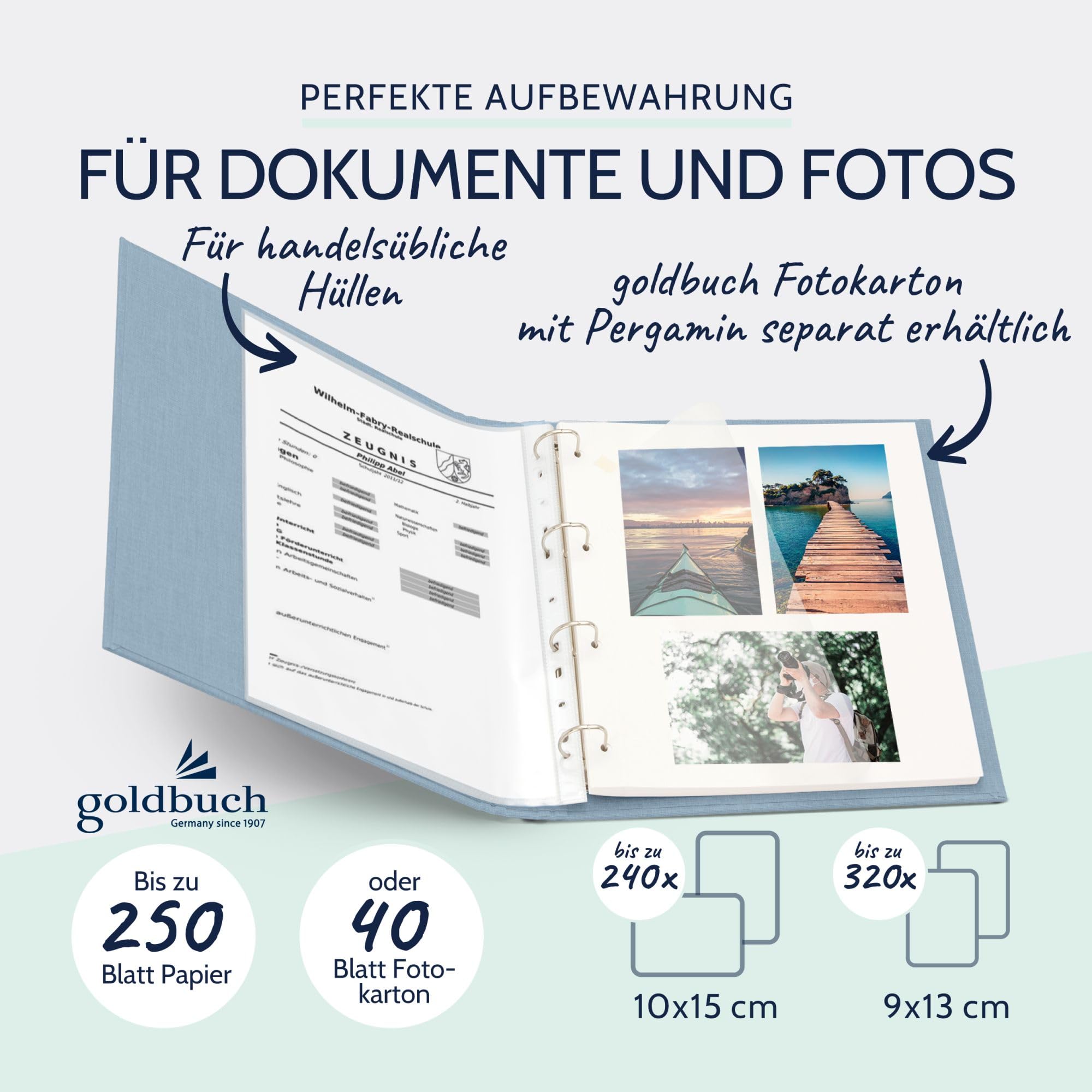 goldbuch Summertime 37 213 Ring Binder A4 Blue/Grey, Folder 32 x 27.5 x 4.5 cm - Image 4