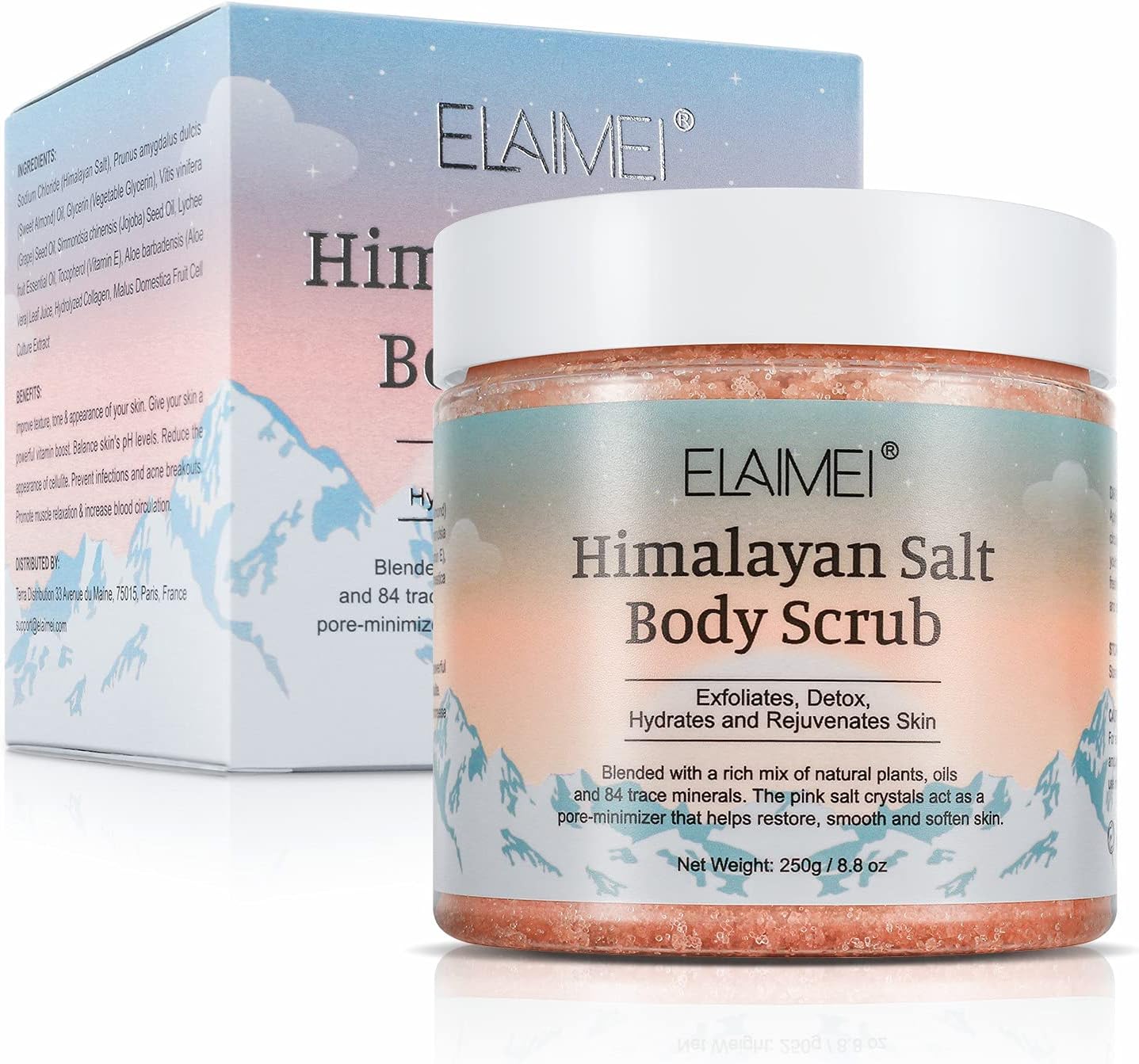 Himalayan Salt Exfoliating Body Scrub - Deep Cleansing and Hydrating Skin, Body Exfoliator Natural Salt Scrub for Skin Care, Foot Scrub (8.8oz)