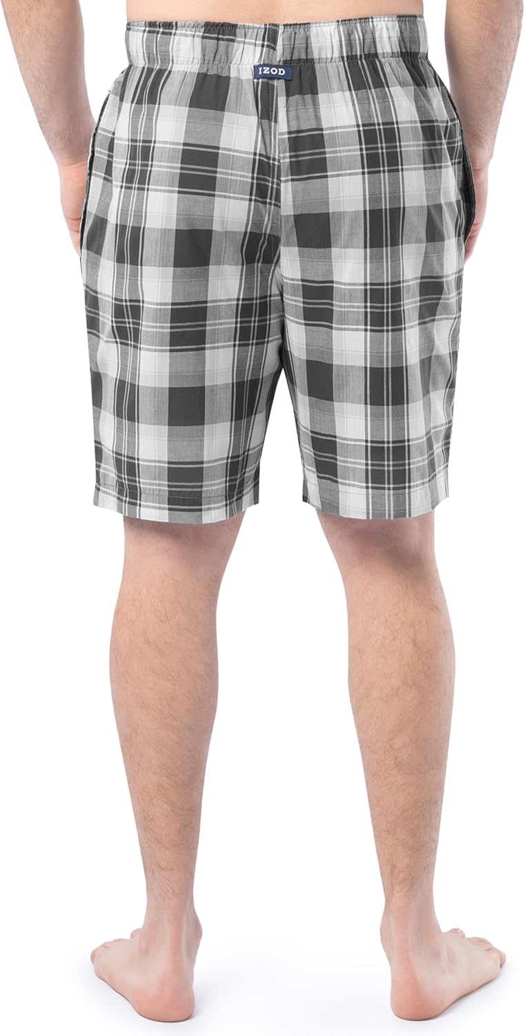 IZOD mens Printed Poplin Relaxed Fit Drawstring Sleep Shorts - Image 2