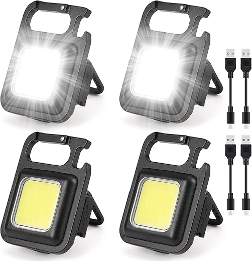 Glovios Mini LED COB Flashlight, 4PCS Mini Luce da Lavoro Portatile,Mini Torcia...
