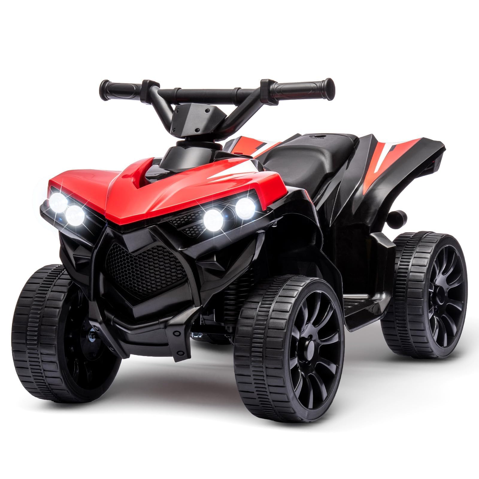 Quad Eléctrico para Niños 6V, Quad Eléctrico Infantil, Rojo | Faros LED, Música, Claxon, Pedal Acelerador, Marcha Adelante/Atrás, Velocidad 1,5-3km/h,Vehículo Eléctrico para Niños 3+ Años