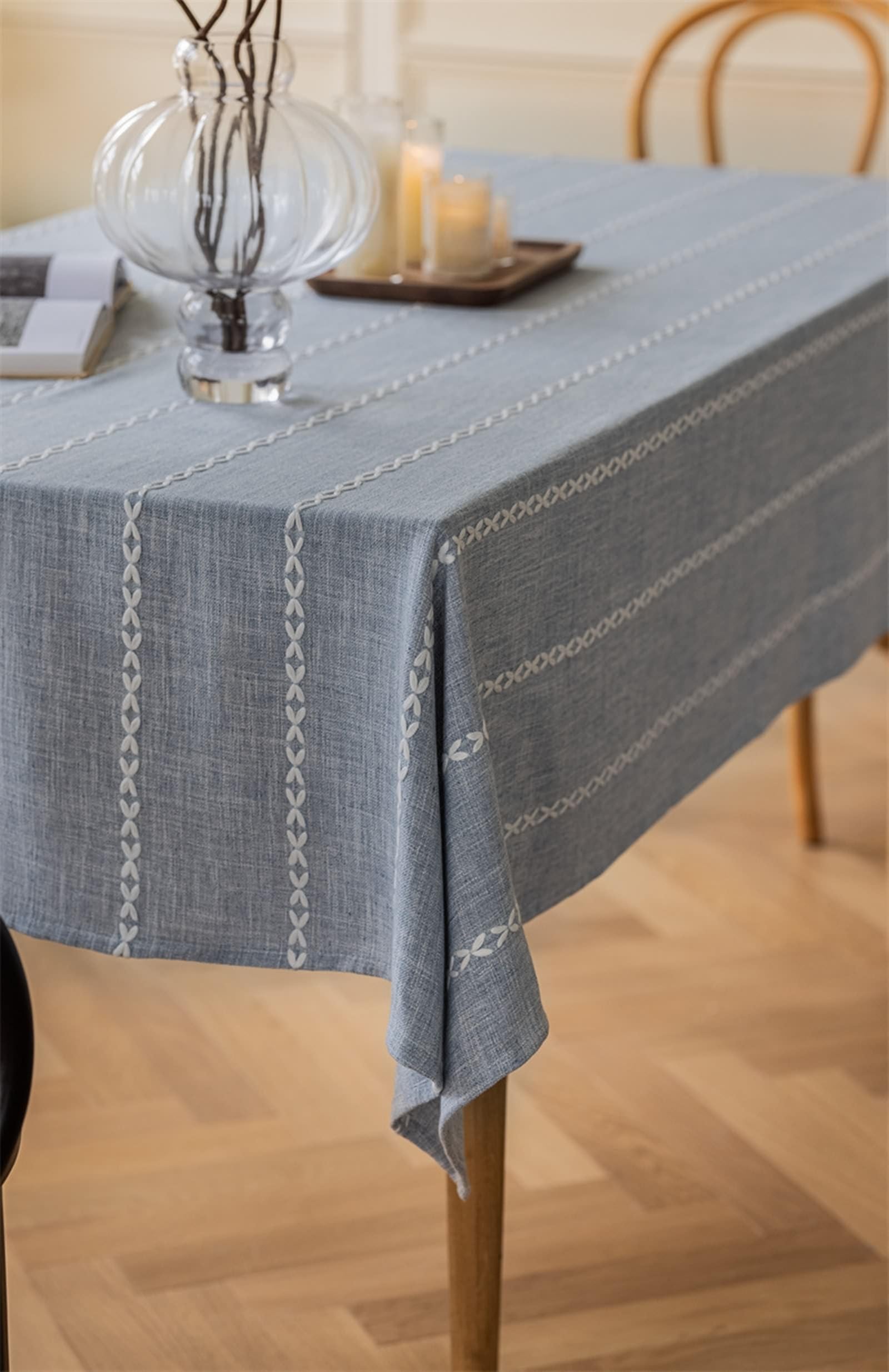 Tablecloth Grau, Polyester Tischdecke Outdoor Volltonfarbe Tischdecke Rechteck 135X240CM für Wohnzimmer, Esszimmer, Balkon, Garten