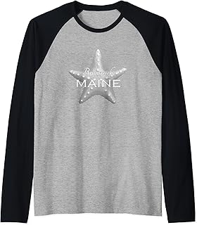 Brunswick Maine Beach Ocean Raglan Baseball Tee