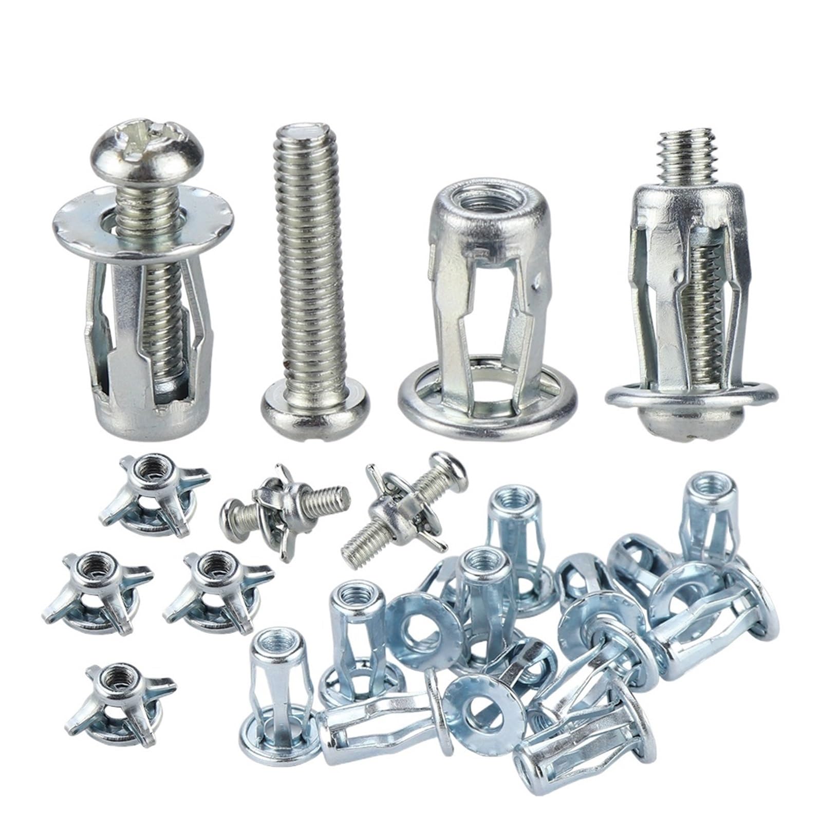 Spreizmutter Schraube, 20pcs M4 M5 M6 M8 Petal Rivets Nut Car License Screw Jack Nuts Set for Hollow Wall Iron Skin Petal Nut(20pcs M4 set)