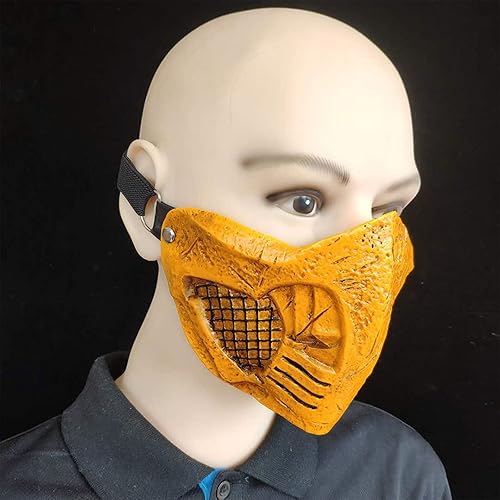 Miniatura 6 de Hewufo Máscara de juego Mortal Kombat, máscara de resina Scorpion Mortal Kombat X Cosplay máscara para disfraz de Halloween accesorio