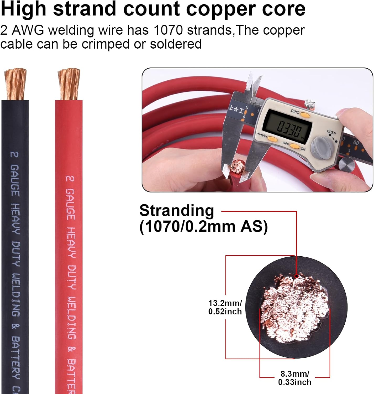 iGreely 2 AWG Gauge Wire 10 Feet Black + 10 Feet Red Welding Battery Pure Copper Ultra Flexible Cable + 5pcs of 5/16" & 5pcs 3/8" Copper Cable Lugs Terminal Connectors+Heat Shrink Tubing