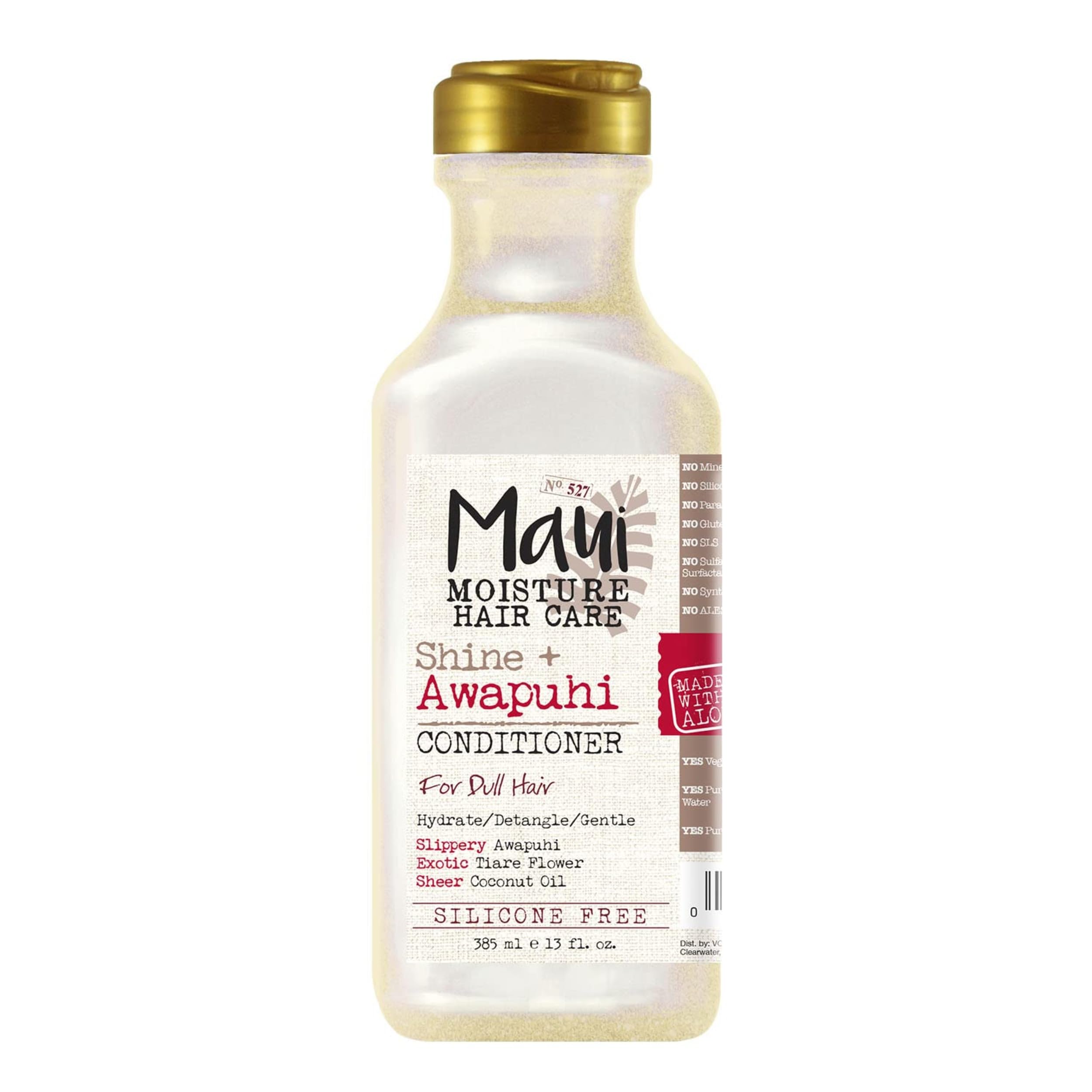 Maui Moisture Shine + Awapuhi Moisturizing Vegan Conditioner with Oils for Shiny Hair Silicone & SulfateFree Surfactant Aloe Conditioner to Hydrate Detangle Hair, Coconut, 385ml