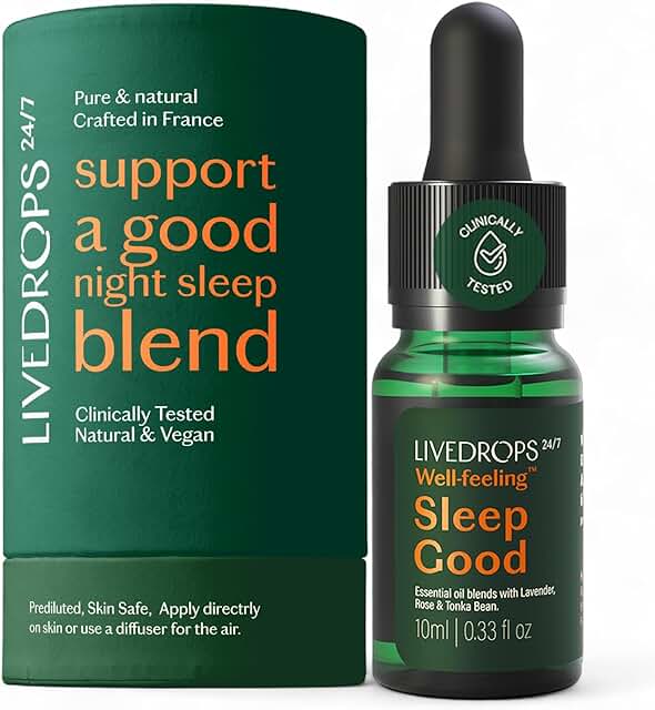 LIVEDROPS 24/7 Sleep Good Essential Oil Blend - Crafted in France - Lave...