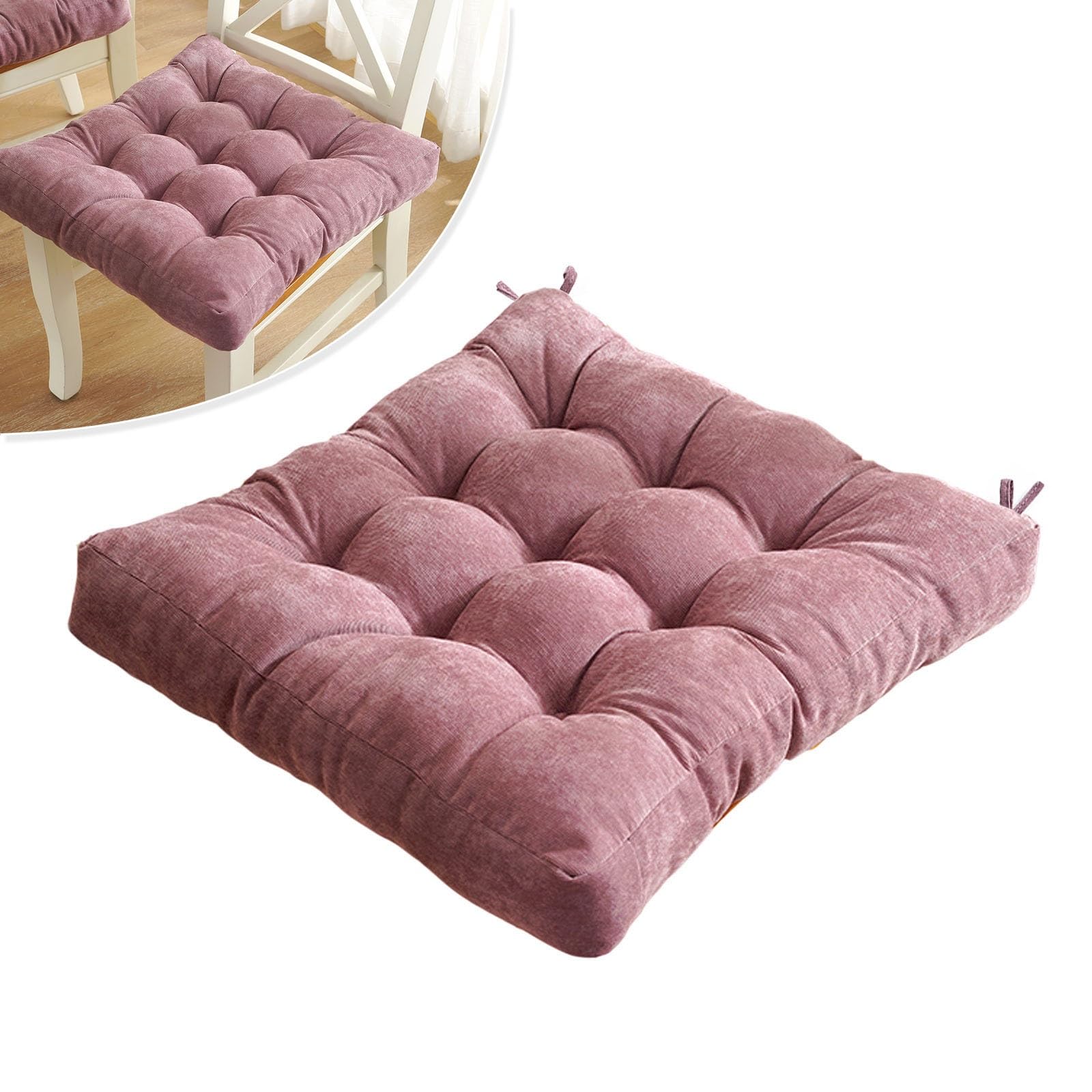 Coussin de chaise rose poudré pour balcon et terrasse avec attaches pratiques