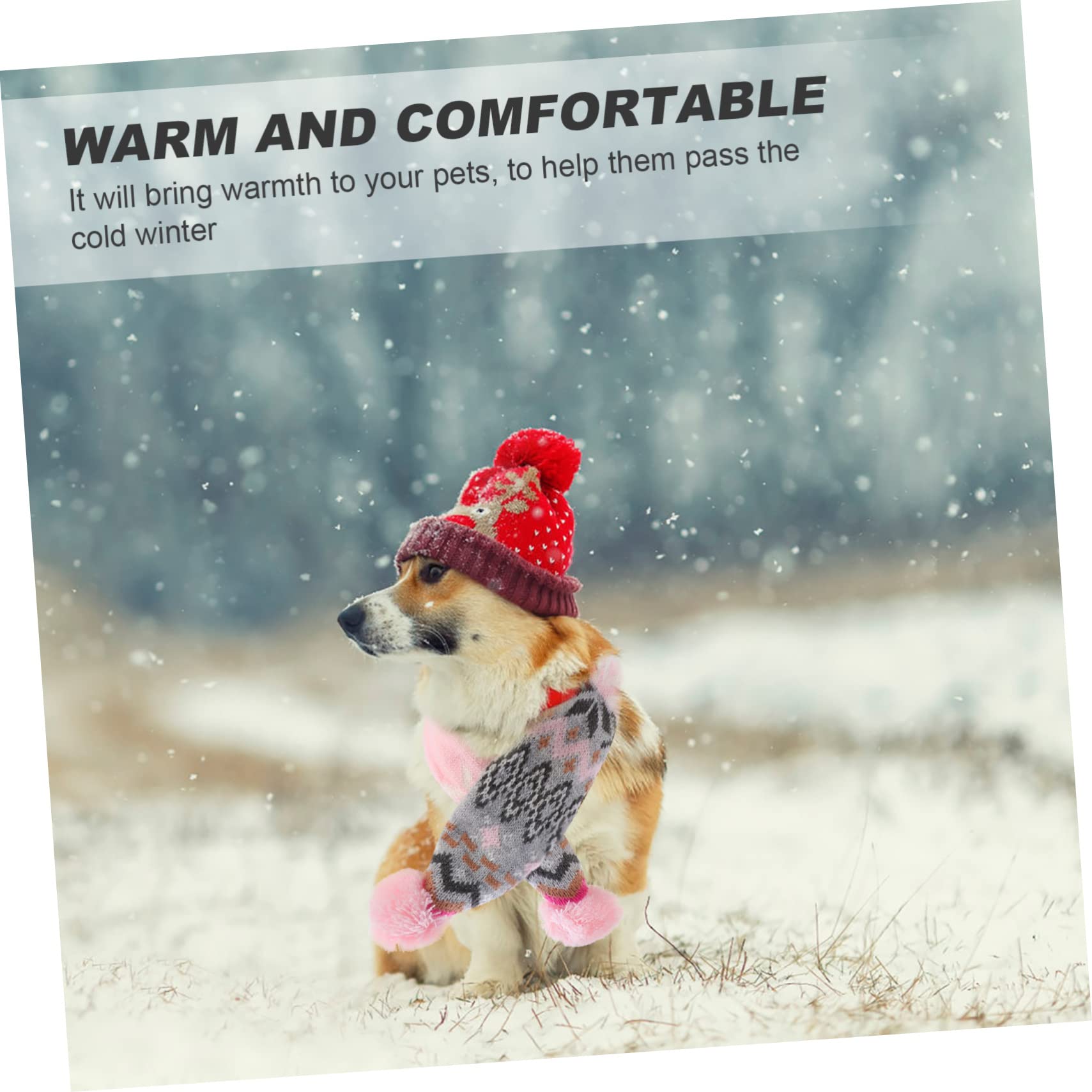Housoutil 2sätze Weihnachts-hundemütze Und Hundeschal Teiliges Für Haustiere Warm Und Atmungsaktiv Für Weihnachtsfeiern Farbdesign Hundezubehör Für Welpen