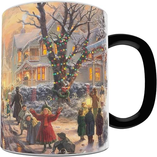Miniatura 5 de Morphing Mugs Thomas Kinkade – Una Navidad victoriana – Una taza de cerámica sensible al calor que cambia de color de 11 onzas – Imagen revelada