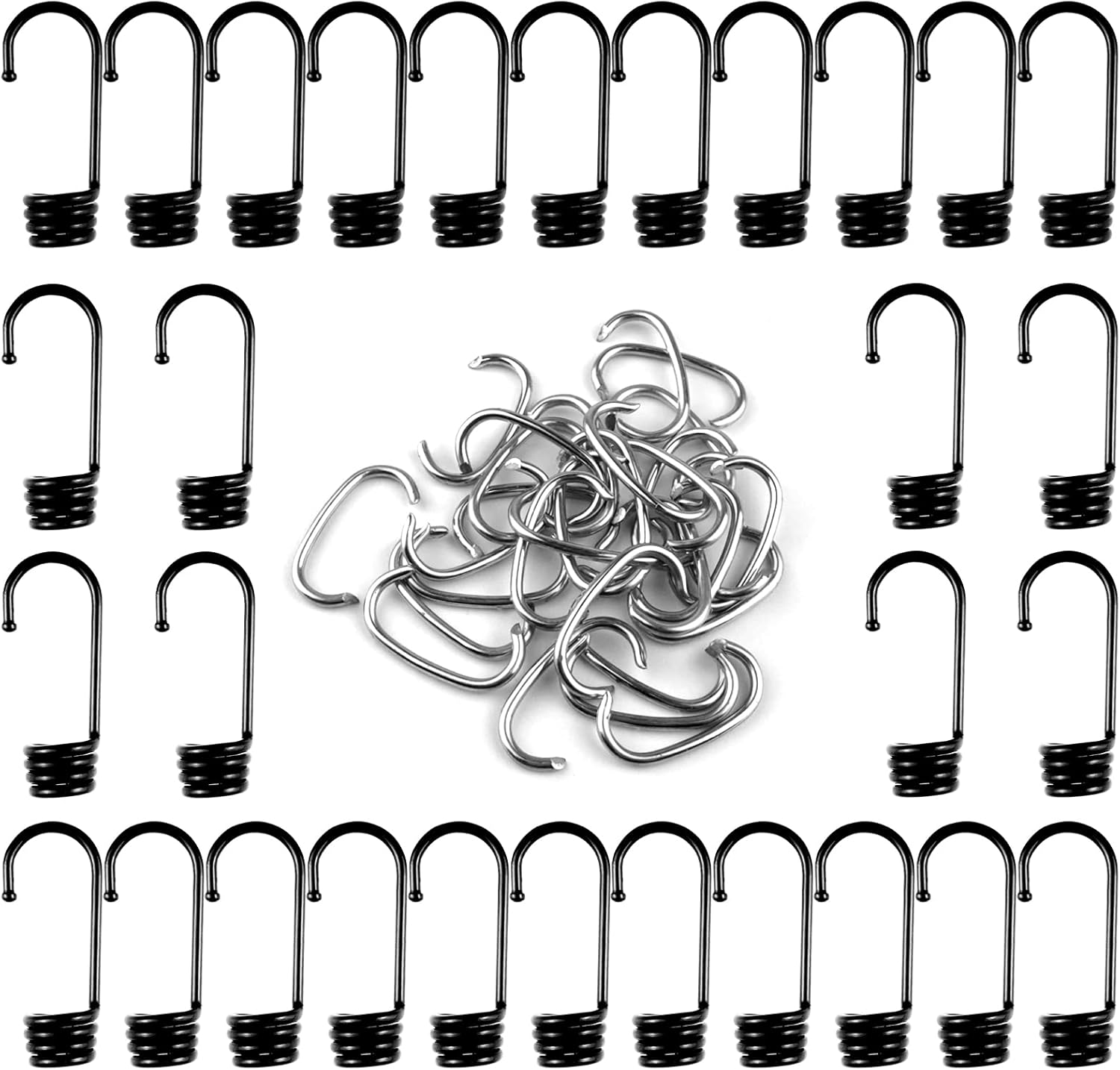 3/8 inch PlasticCoated Bungee Shock Cord Hook, 30 PCs Plastic Coated
