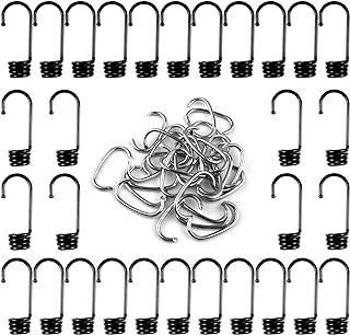 3/8 inch Plastic-Coated Bungee Shock Cord Hook, 30 PCs Plastic Coated Bungee Cord Hooks Spiral Bungee Hooks Wire Hooks End for Elastic Rope Strapping Tap Camping Tarps Covers Boating Outdoor etc