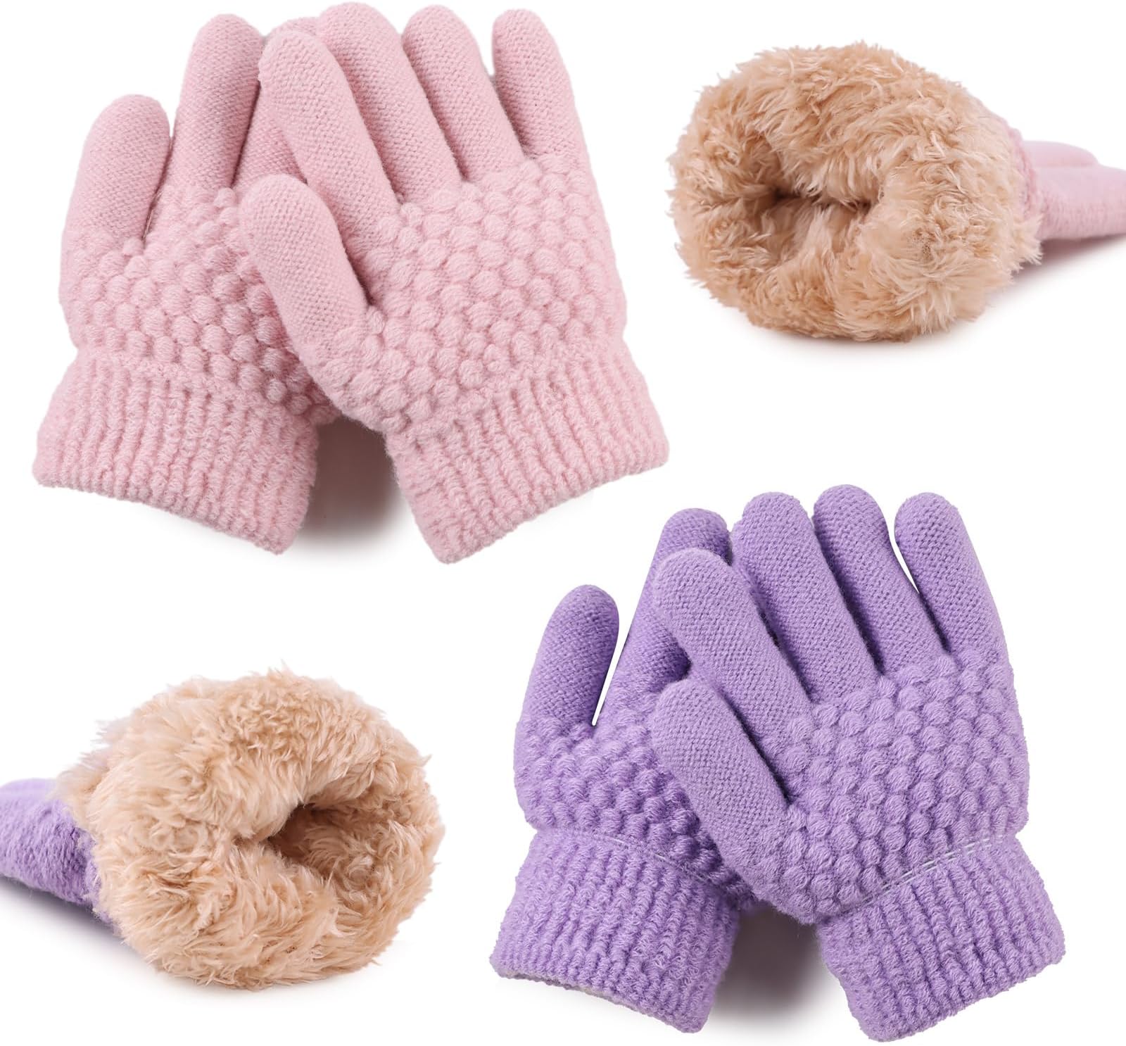 Cold Weather Kids Gloves Warm Knitted Children Magic Glove With Fleece Lining Winter Gloves For Boys Girls