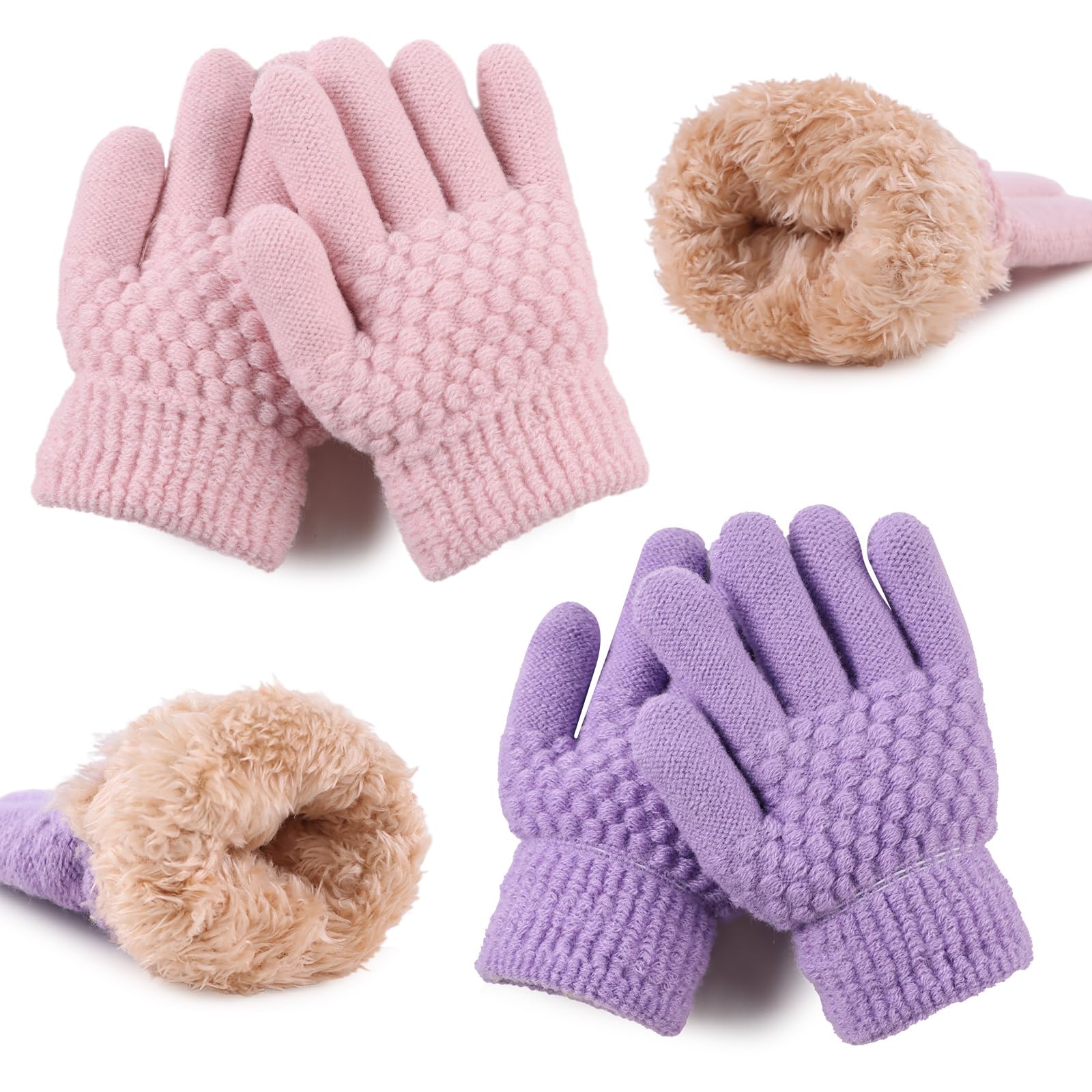 JANGANNSACold Weather Kids Gloves Warm Knitted Children Magic Glove With Fleece Lining Winter Gloves For Boys Girls