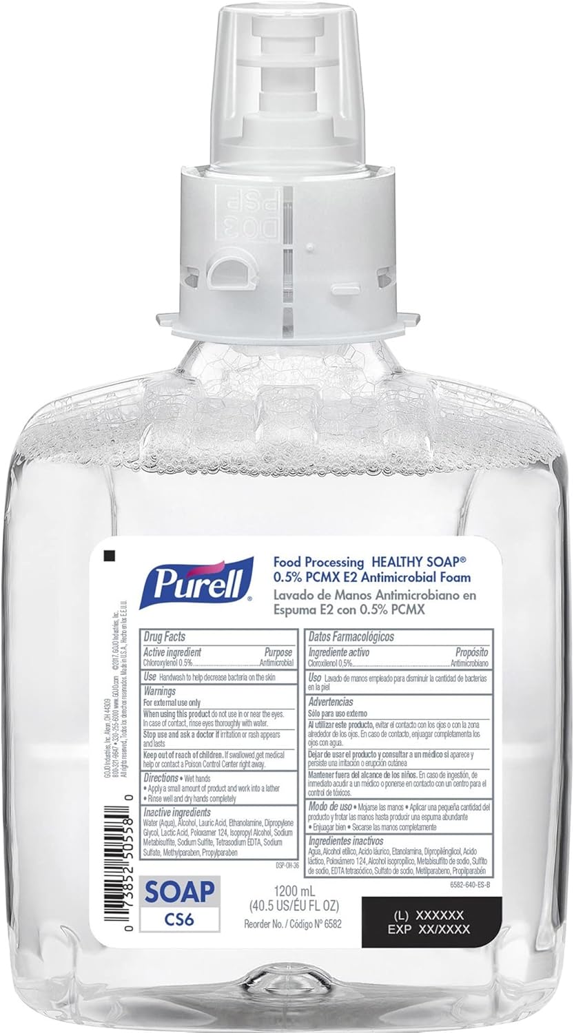 PURELL HEALTHY SOAP 0.5% PCMX E2 Antimicrobial Foam, For CS6 Dispensers, Fragrance-Free, 1,200 mL, 2/Carton