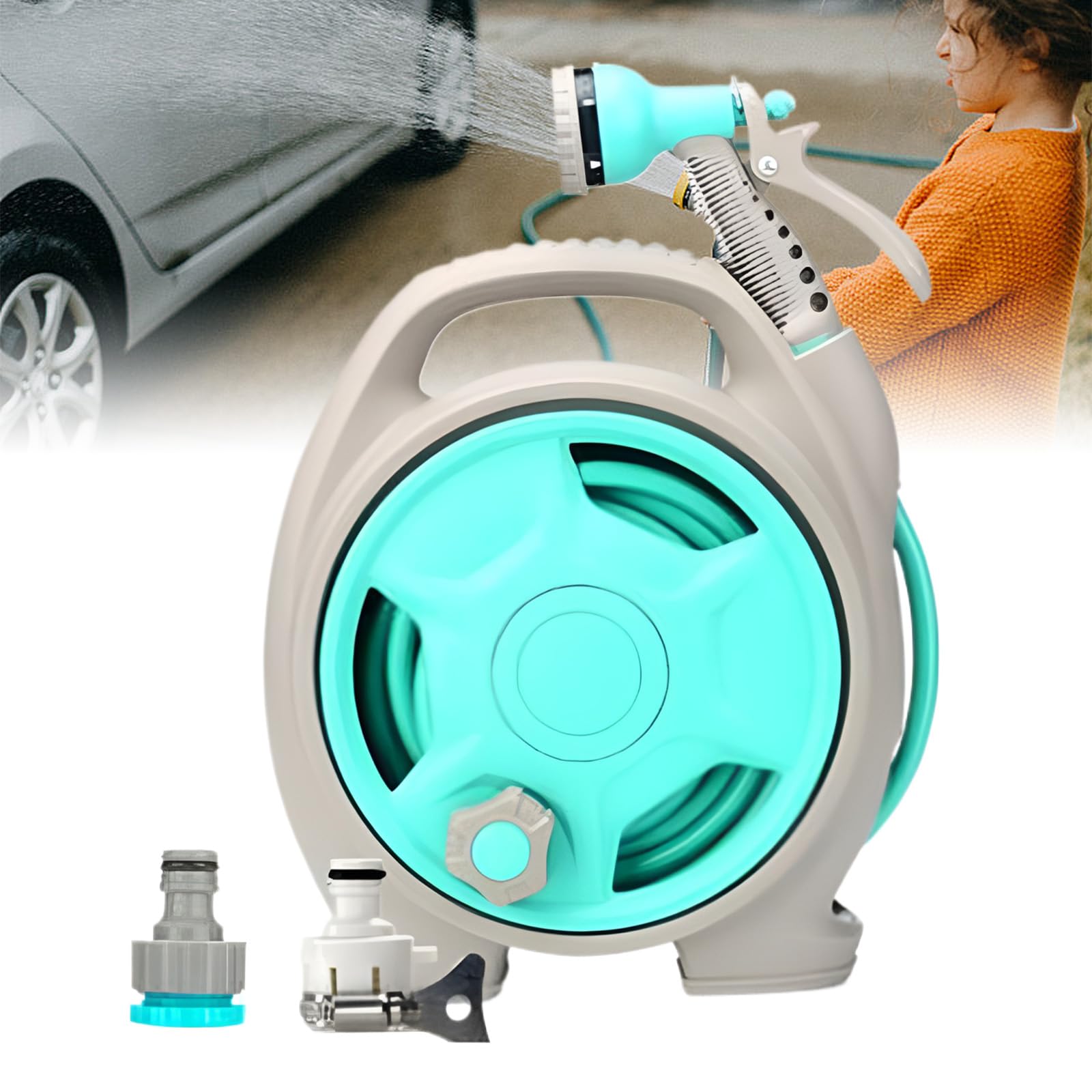 Enrouleur automatique tuyaux d'arrosage de jardin rétractable 15m mobile