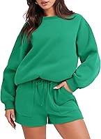 ANRABESS Women Oversized 2 Piece Sweatsuit Set with Shorts - Casual Lounge Tracksuit Fall Outfit Long Sleeve Matching Set