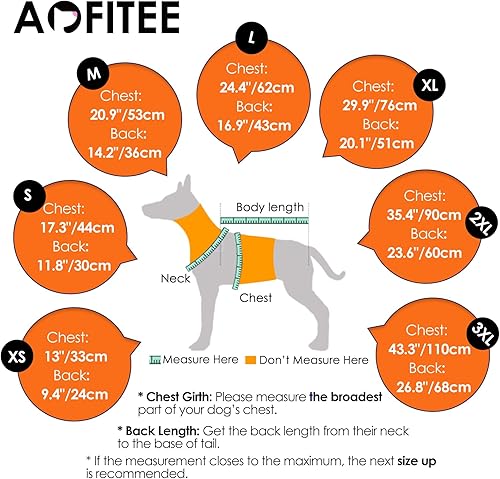 Vista 50 de AOFITEE - Abrigo tipo chaleco para perros, cálido, de invierno, de vellón, cuello alto reflectante, arnés integrado, impermeable, rompeviento