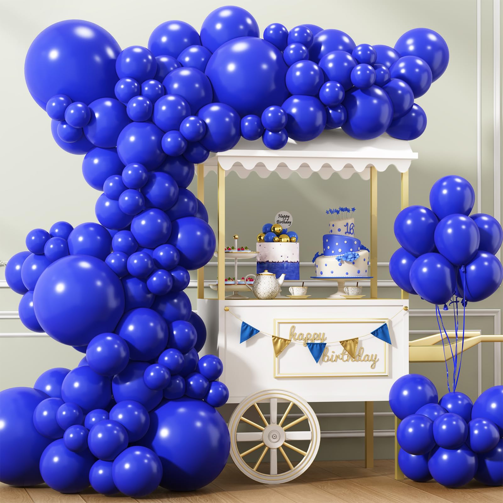 ZJHAI 150pcs Royal Blue Balloons Different Sizes 18 12 10 5 Inch, Latex Balloons for Blue Themed Birthday Wedding Baby Shower Party, Grad Anniversary