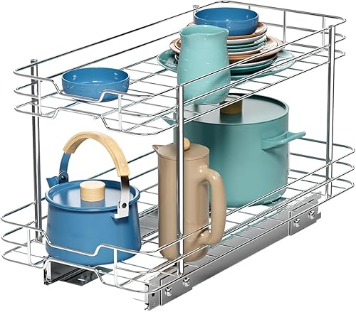 Organizador de armario extraíble de 2 niveles, 11 pulgadas de ancho x 21 pulgadas de profundidad, organizador de cocina debajo del fregadero,