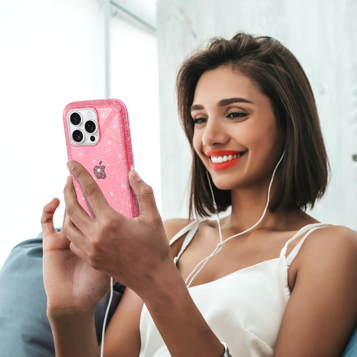 for iPhone 16 Pro Case Clear, Anti-Drop, Transparent, Shockproof, Military Grade Drop Protection, Heavy Duty Protective Phone Case Cover for 16 Pro 6.1", Pink Glitter - Image 6
