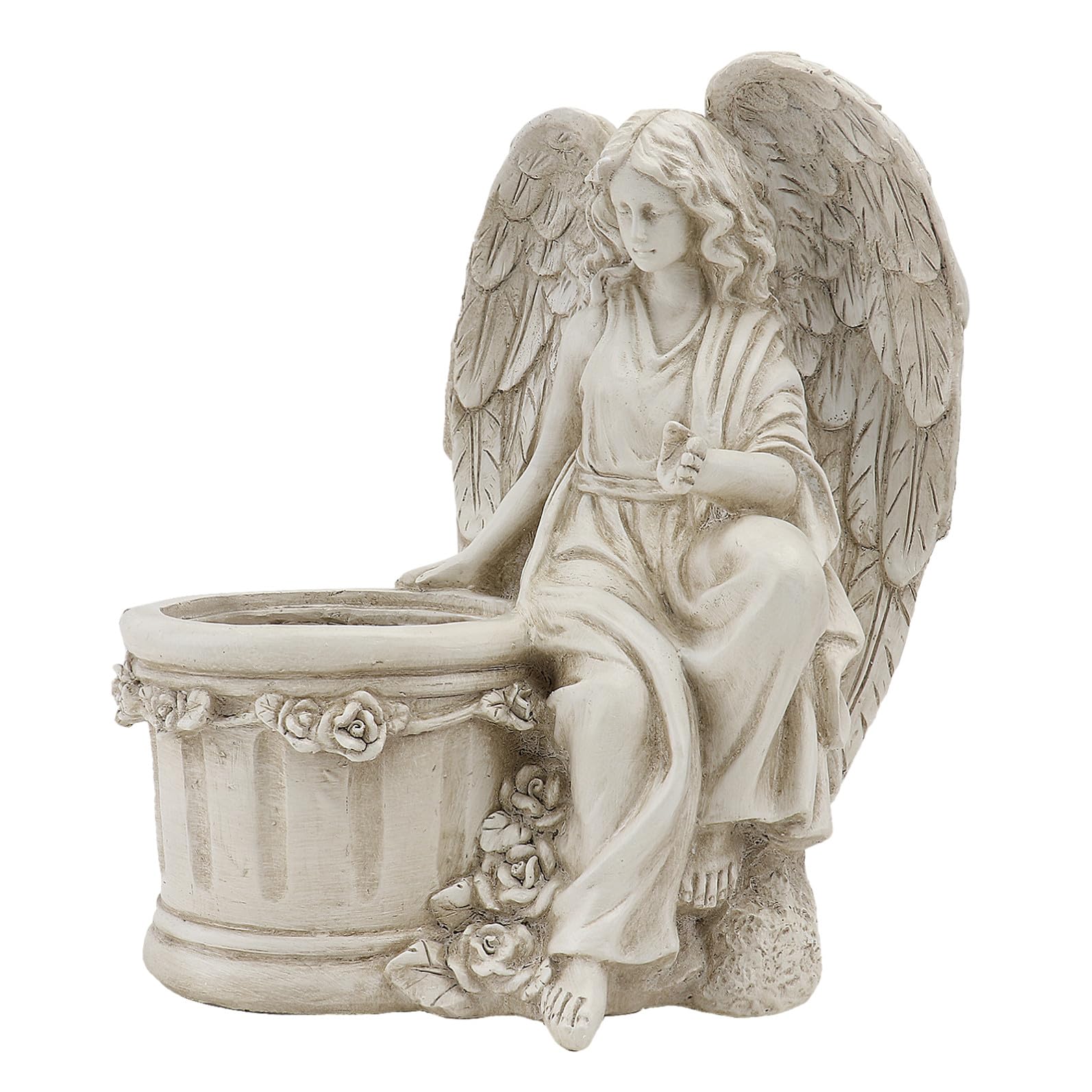 Jardinière statue ange pour embellir un extérieur terne avec une décoration vintage en résine